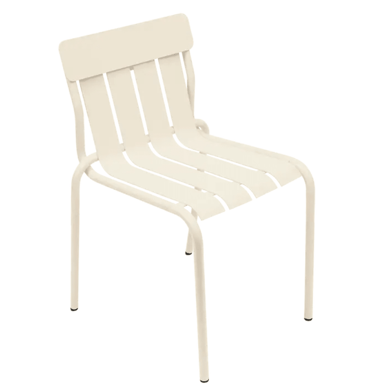 Load image into Gallery viewer, Stripe Chair Stackable Outdoor Dining - Custom Wood DesignsFermob Stripe Chair, a latte beige stackable metal outdoor dining chair, designed for outdoor hospitality settings.Fermob Metal Chair Outdoor24575206044247Latte Beige