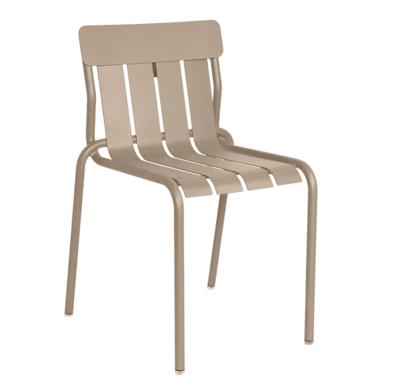Load image into Gallery viewer, Stripe Chair Stackable Outdoor Dining - Custom Wood DesignsStackable Fermob Stripe outdoor dining chair in nutmeg with metal frame, ideal for patio or hospitality settings.Fermob Metal Chair Outdoor24575205613175Nutmeg