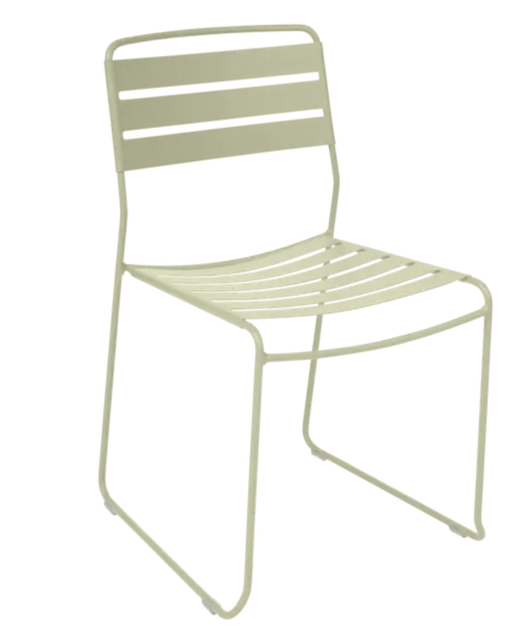 Load image into Gallery viewer, Willow green Fermob Surprising outdoor chair with a sleek metal design, ideal for restaurant or patio outdoor seating.