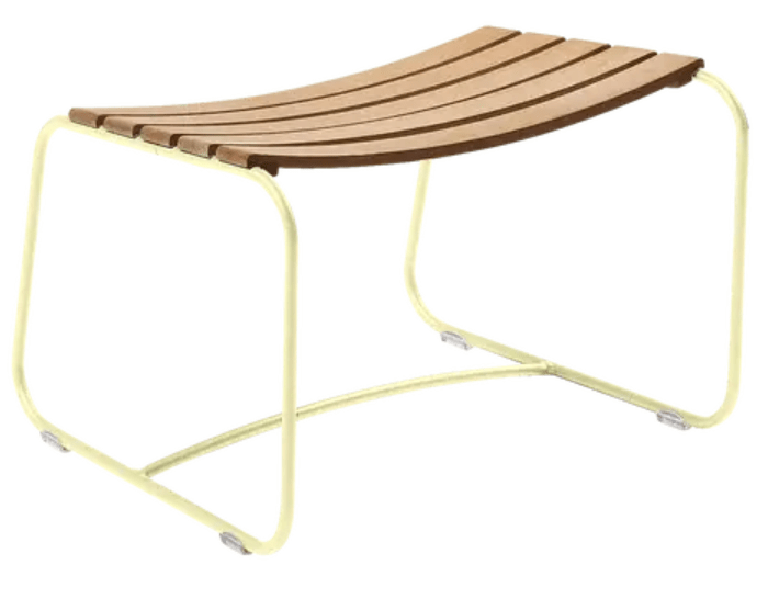 Load image into Gallery viewer, Fermob Surprising Teak Footrest with a natural wood finish, designed for comfortable outdoor seating.