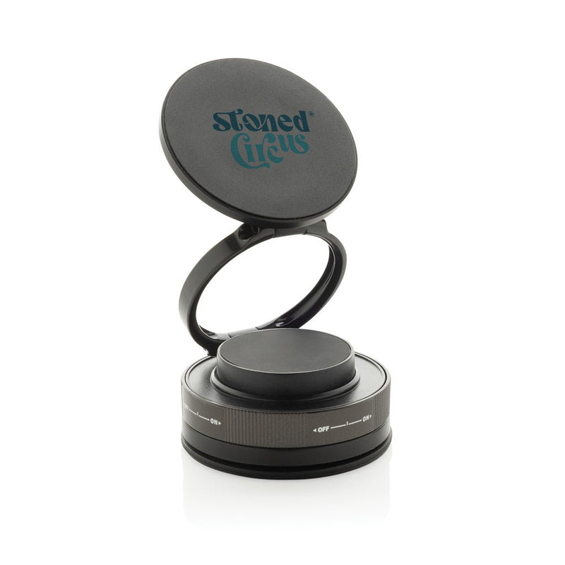 Load image into Gallery viewer, XD Xclusive Terra 360 RCS recycled plastic universal phone holder with custom wood design for phones and tablets.