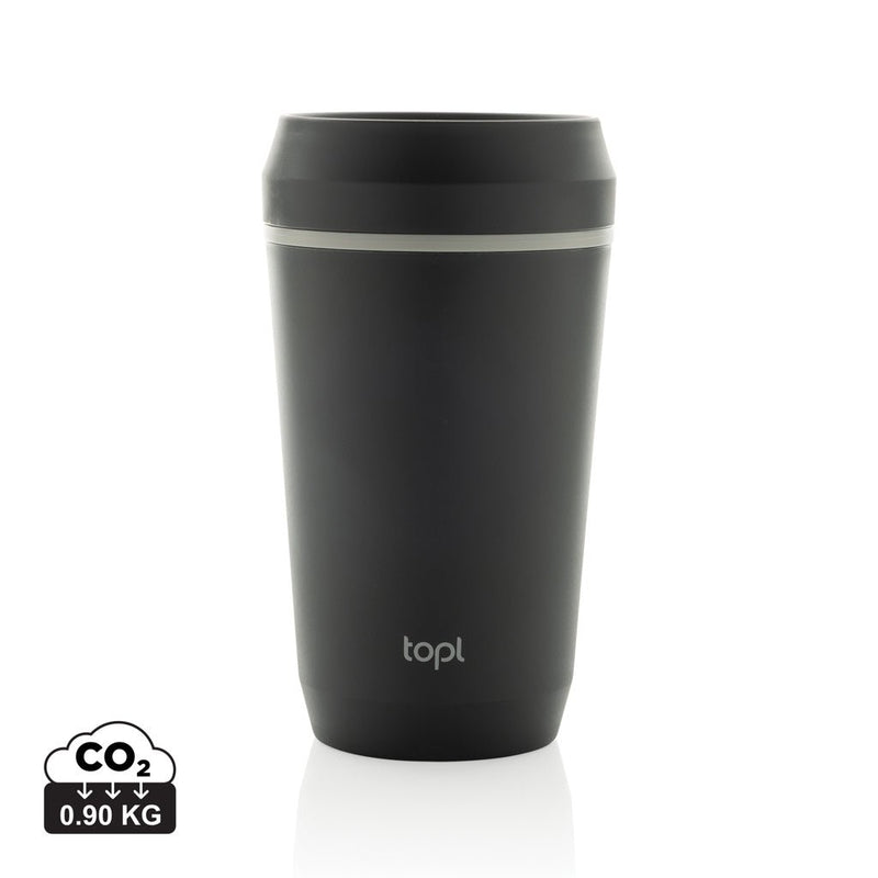 Load image into Gallery viewer, Topl Recycled Plastic To Go Tumbler Patented 360 Lid 354ml - Custom Wood DesignsTopl recycled plastic 354ml to-go tumbler with patented 360 lid, black drinkware for eco-friendly travel.DrinkwareRBTGP12CHPolypropylenegrey