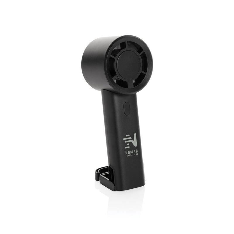 Load image into Gallery viewer, Twist RCS recycled plastic re-chargeable portable fan - Custom Wood DesignsXD Collection Twist RCS recycled plastic portable fan for phones and tablets, rechargeable with adjustable tilt.Phone & Tablet accessoriesP457.0701Recycled ABSblack