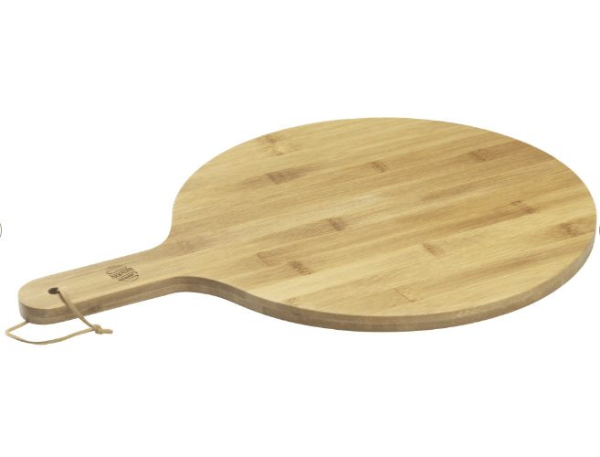 Load image into Gallery viewer, Set of 25 large bamboo pizza serving and cutting boards by Custom Wood Designs, ideal for serving and slicing pizza.