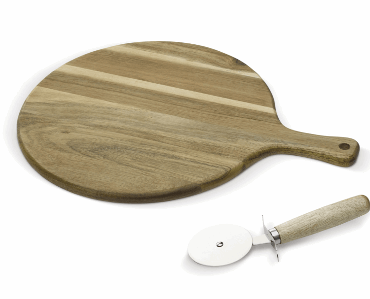 Load image into Gallery viewer, Wooden Pizza Paddle Board with roller knife pack of 25 Custom Wood Designs __label: Multibuy __label: Upload Logo unbranded-wooden-pizza-paddle-board-with-roller-knife-pack-of-25-53612278251863