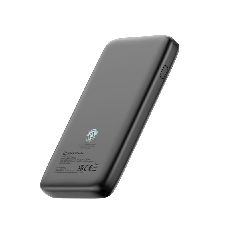 Load image into Gallery viewer, Urban Vitamin Emeryville 20W 10.000mAh Powerbank - Custom Wood DesignsUrban Vitamin Emeryville 20W 10,000mAh powerbank with USB ports for phone and tablet charging, black compact designPhone & Tablet accessoriesP322.7301Recycled ABSblack