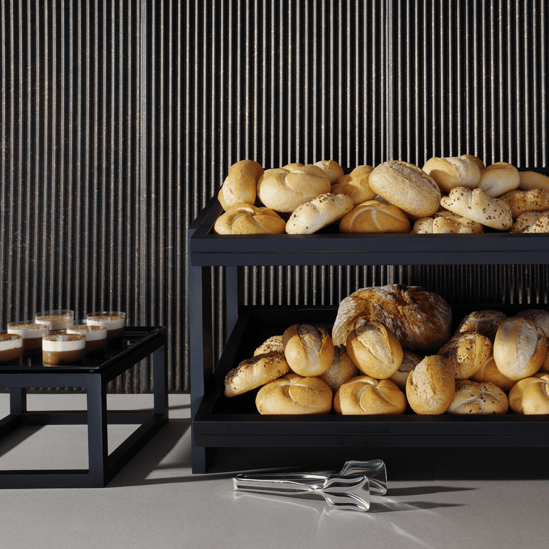 Load image into Gallery viewer, Vetro black glass tray GN 1/1 - Custom Wood DesignsBlack glass tray by Fine Dine, Vetro GN 1/1 size, with a sleek, rectangular design suitable for serving or display.glass tray429884