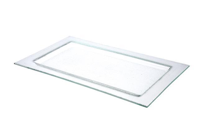Load image into Gallery viewer, Vetro glass tray GN 1/1 - Custom Wood DesignsVetro glass tray GN 1/1 by Fine Dine, clear rectangular serving tray with smooth edges, suitable for catering and food displayglass tray429822
