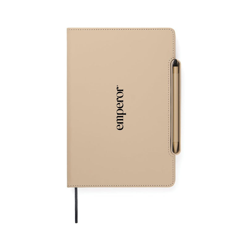 Load image into Gallery viewer, VINGA Baltimore RCS 4-in-1 Refillable Notebook - Custom Wood DesignsVinga Baltimore RCS 4-in-1 refillable notebook with leather cover and multiple paper inserts for versatile note-taking and organization.Portfolios & NotebooksV7731119Recycled Polyurethane,Recycled papergreige