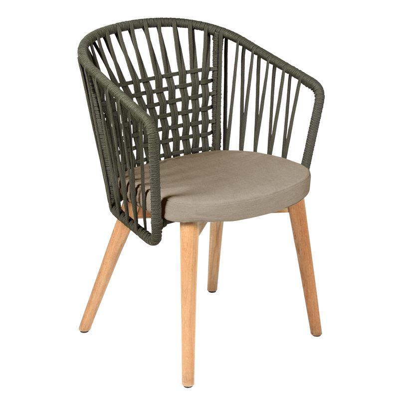 Load image into Gallery viewer, Vlaemynck Gordes Teak Armchair – Twine fabric, Natural Teak Khaki Braid frame
