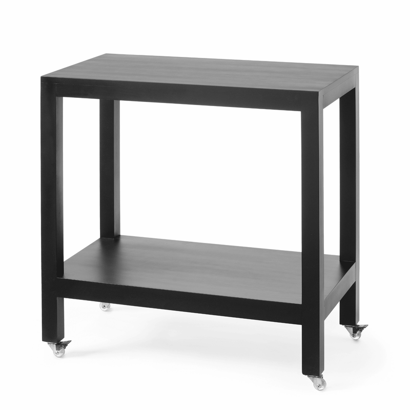 Load image into Gallery viewer, Waiter Trolley Madeira Black 820x460x(h)850 mm - Custom Wood DesignsBlack Fine Dine waiter trolley with four wheels and storage shelves, measuring 820x460x850 mm, for efficient serving.Waiter's trolley504963