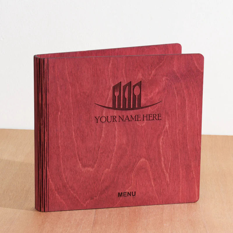 Load image into Gallery viewer, 20 x Personalised Wood Menus 20x20cm Red Wine Custom Wood Designs __label: Multibuy walnut-20-x-wood-menus-20x20cm-53612680511831