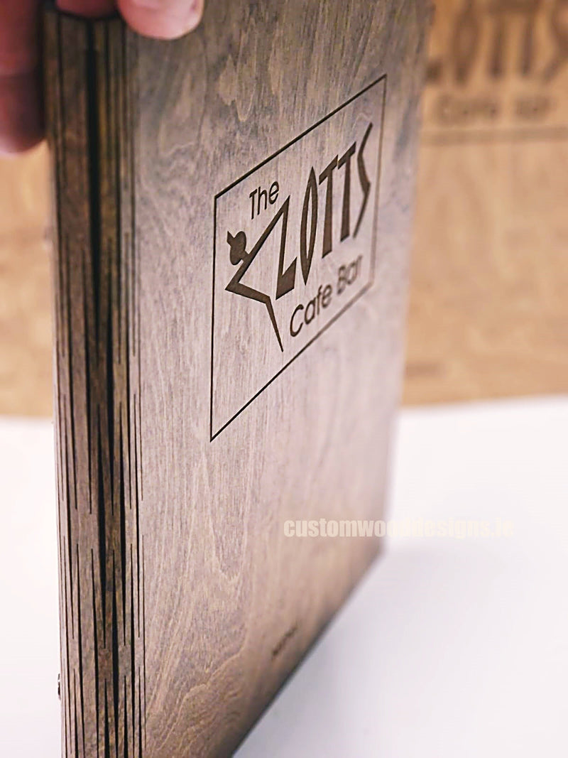 Load image into Gallery viewer, A4 Book Wooden Menu 21x30cm Custom Wood Designs __label: Multibuy walnut-a4-book-wooden-menu-21x30cm-53612681134423