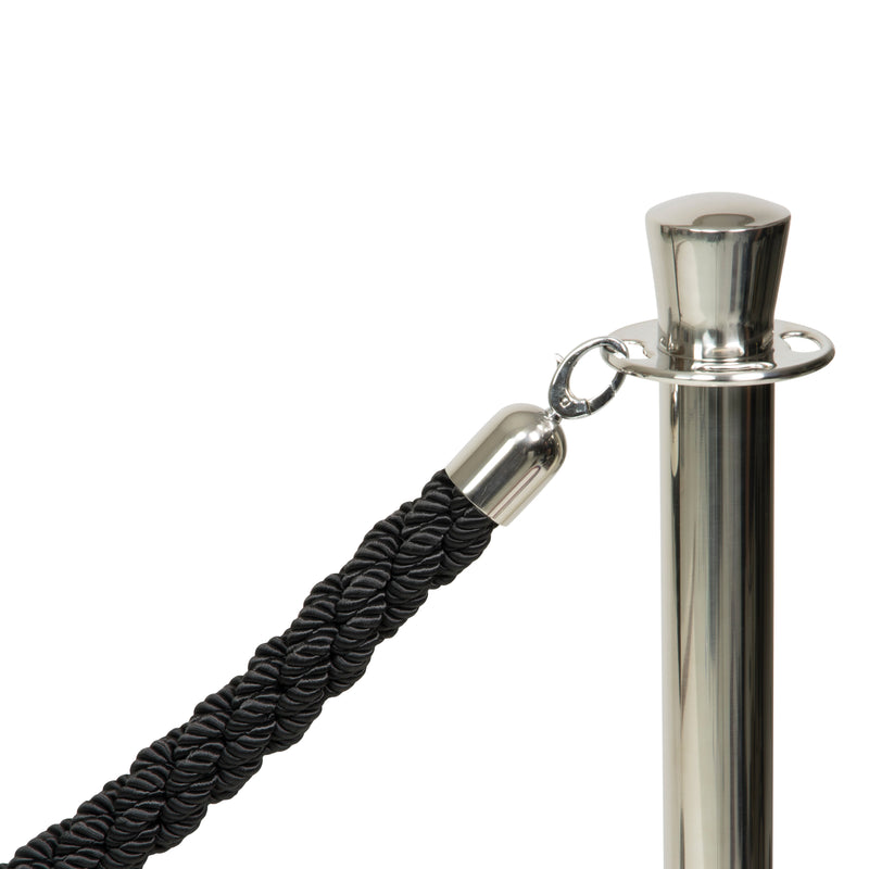 Load image into Gallery viewer, Four piece barrier poles with base with 5 ropes Black Custom Wood Designs white-four-piece-barrier-poles-with-base-with-5-ropes-53613670105431