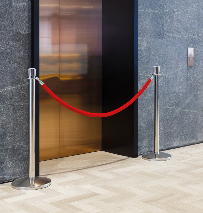 Load image into Gallery viewer, Four piece barrier poles with base with 5 ropes Custom Wood Designs white-four-piece-barrier-poles-with-base-with-5-ropes-56106841604439