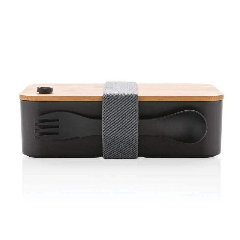 Load image into Gallery viewer, Lunchbox with wooden bamboo lid pack of 25 Black Custom Wood Designs white-lunchbox-with-wooden-bamboo-lid-pack-of-25-53613187531095