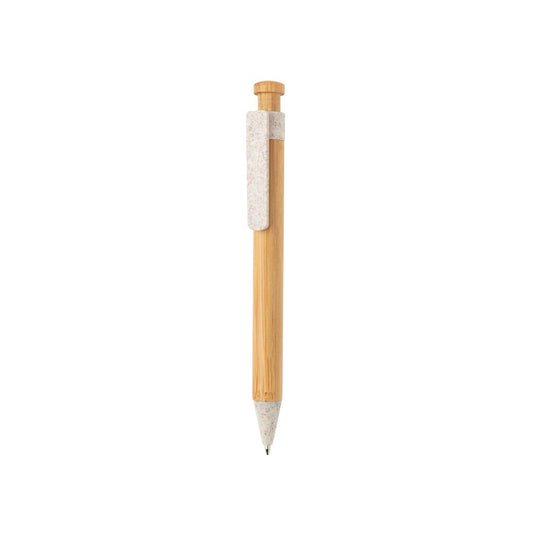 Bamboo pen with wheatstraw clip pack of 500 White Custom Wood Designs __label: Multibuy whitebamboowheatstrawpencustomwooddesigns