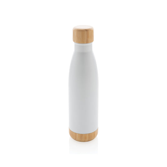 Stainless steel bottle with bamboo lid 520ml pack of 25 Custom Wood Designs __label: Multibuy whitestainlesssteelbottlecustomwooddesigns_6b93d9cb-7b69-4e68-9783-415ef209e09e