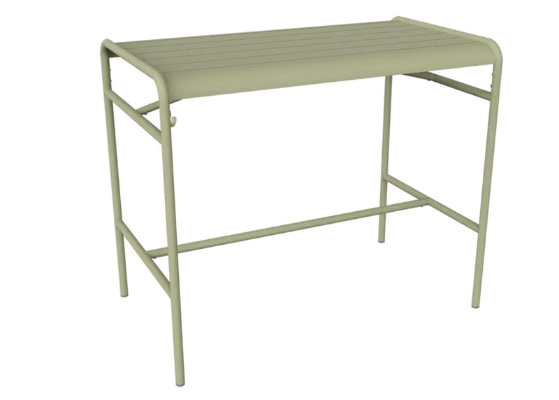 Load image into Gallery viewer, Willow green Fermob Luxembourg high metal table measuring 126 x 73 cm, outdoor patio furniture with sturdy design.