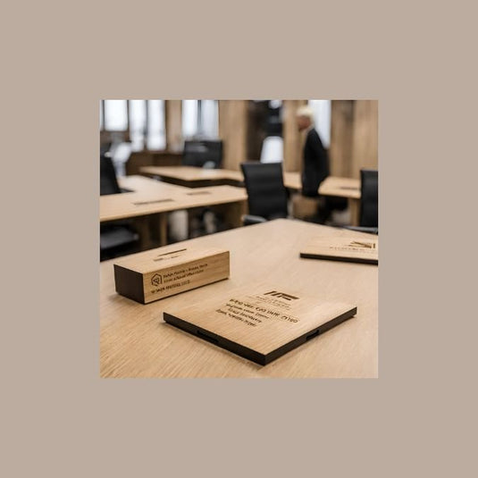 Revolutionizing Meeting Spaces NFC-Enabled Wooden Plaques - Custom Wood Designs
