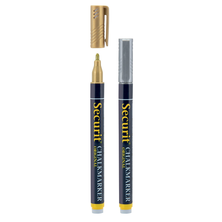 Securit liquid chalk markers gold and silver blister pack