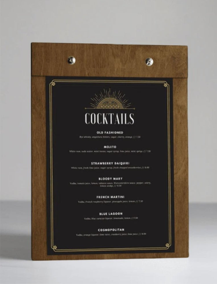 Clipboards – Branded Hospitality Menu ,Order Boards - Custom Wood Designs
