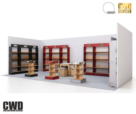 Displays ALL Slot In Shelving Stands - Custom Wood Designs