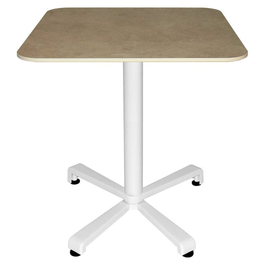 Fermob Sydney bistro table with cotton white base and stone effect top on a garden patio