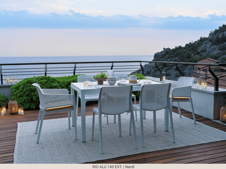 Nardi Rio Alu 140 Extensible 6-Seater Dining Set – Nardi in situ