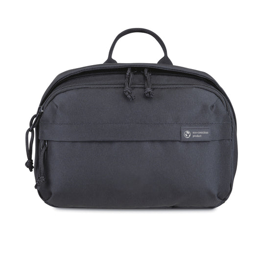 Renew AWARE™ rPET toiletry bag by XD Collection, eco-friendly travel bag with zipper closure and multiple compartments.