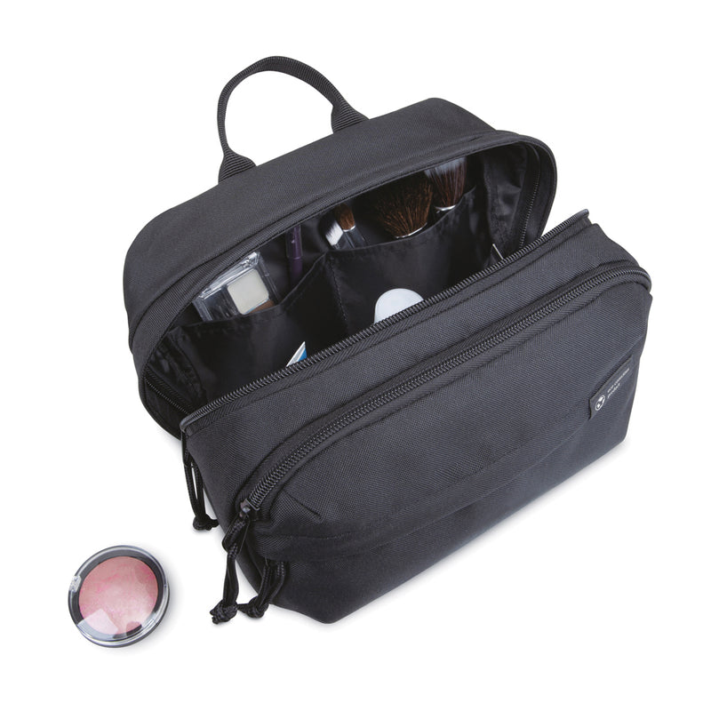 Load image into Gallery viewer, Renew AWARE™ rPET toiletry bag by XD Collection, eco-friendly travel bag with zipper closure and compact design.
