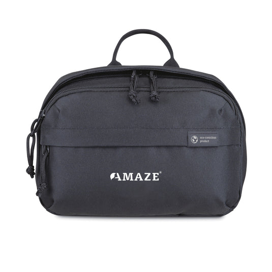 Renew AWARE™ rPET toiletry bag by XD Collection, eco-friendly travel bag with zipper closure and multiple compartments.