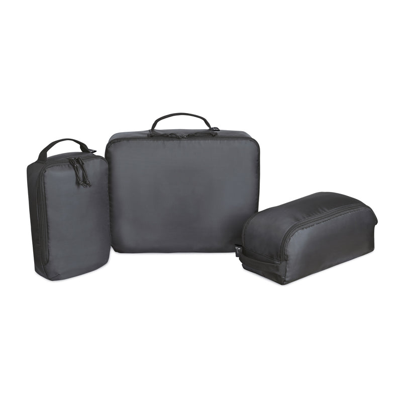 Load image into Gallery viewer, Renew AWARE™ rPET 3-piece packing cube set by XD Collection, lightweight fabric with multiple compartments for organized travel storage.
