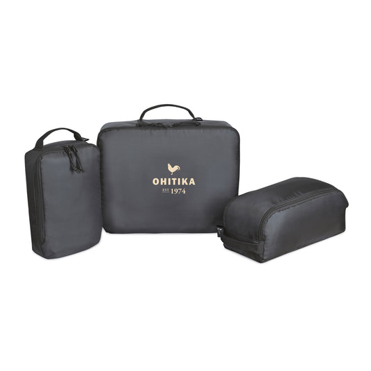 XD Collection Renew AWARE™ rPET 3-piece packing cube set for travel, shown in various sizes for organized packing