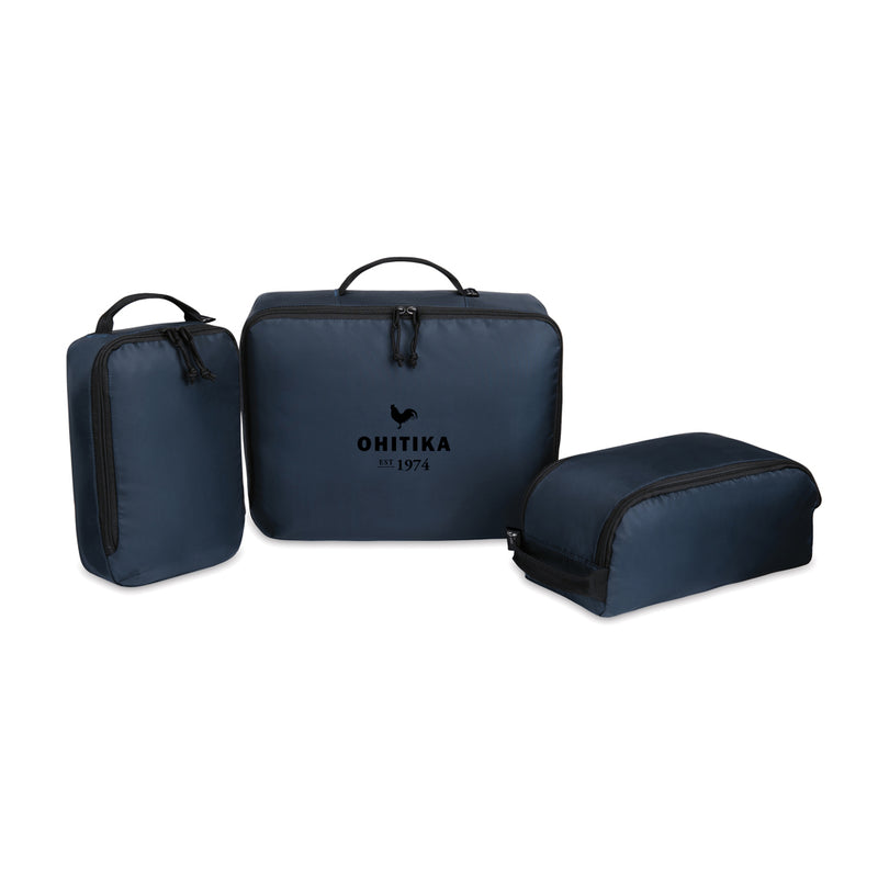 Load image into Gallery viewer, Renew AWARE™ rPET 3-piece packing cube set by XD Collection featuring transparent, lightweight travel storage bags.
