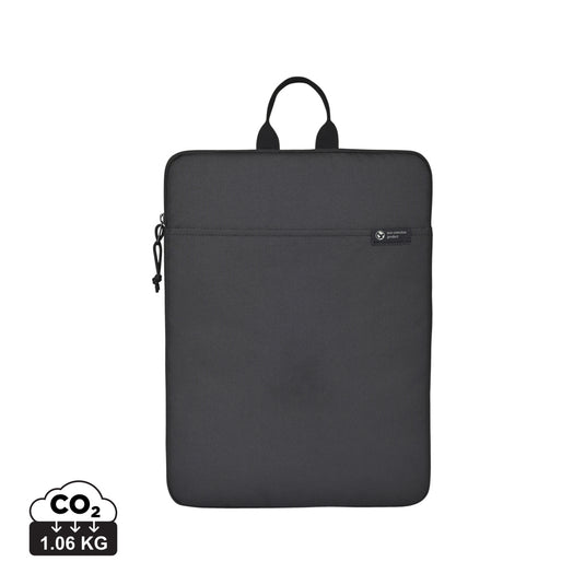 Renew AWARE™ rPET 16-inch laptop sleeve by XD Collection, featuring eco-friendly fabric and padded interior for protection.