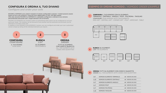 Nardi Komodo Ombra 2 sunshade accessory attached to sofa, providing shade for outdoor patio furniture.