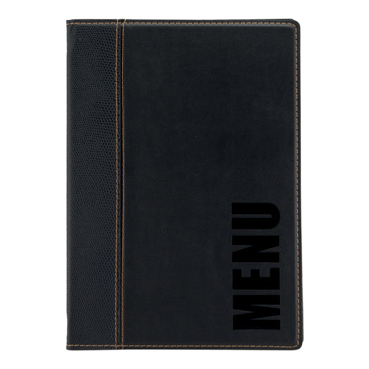 Black Securit menu holders, trendy design, 25.3x17.7cm, pack of 10, for displaying menus in restaurants or cafes.