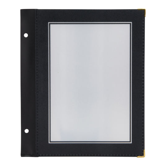 Set of 10 black wood menu holders by Securit, 23.5x19.8cm, showcasing sleek, rectangular design for restaurant or cafe menus.