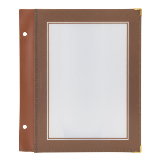Set of 10 Securit wood menu holders in brown, 23.5x19.8cm, perfect for restaurant menus or display signs.