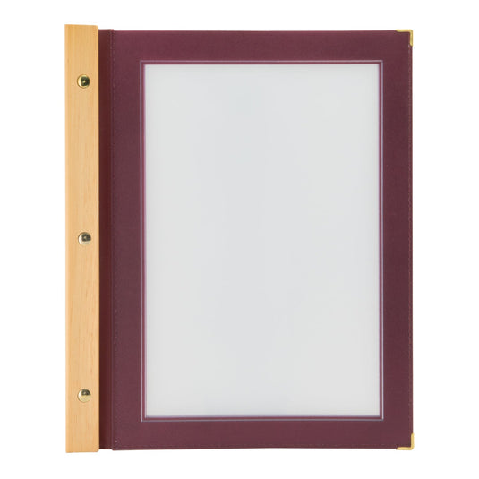 Securit Menu Set - Wood A4 Wine Red - 10 Menu Holders + 20 Extra Pouches