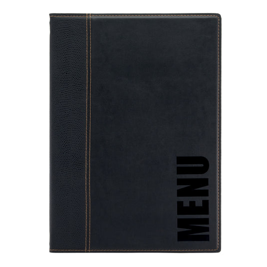 Set of ten Securit black menu holders, 34x24cm, stylish and functional for displaying menus in restaurants or cafes.