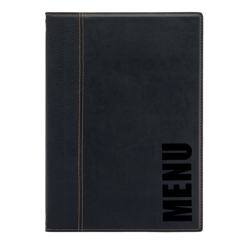 Load image into Gallery viewer, Securit Menu Suite - Trendy A4 Black - 10 Menu Holders + 10 Wine Cards + 10 Bill Presenter Boxes
