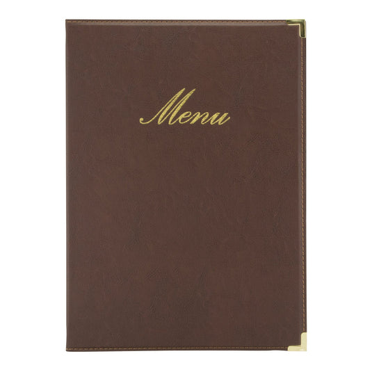 Securit Menu Set - Classic A4 Brown - 10 Menu Holders + 20 Extra Pouches