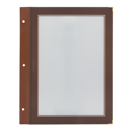 Set of 10 brown wood menu holders by Securit, 32.2x26x0.1cm, designed for restaurant or café menus.