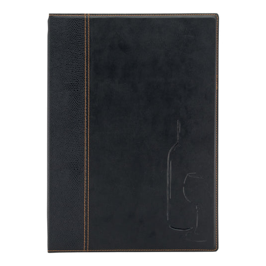 Set of 10 black Securit menu holders, 34x24.6cm, stylish and slim for displaying menus in restaurants or cafes.