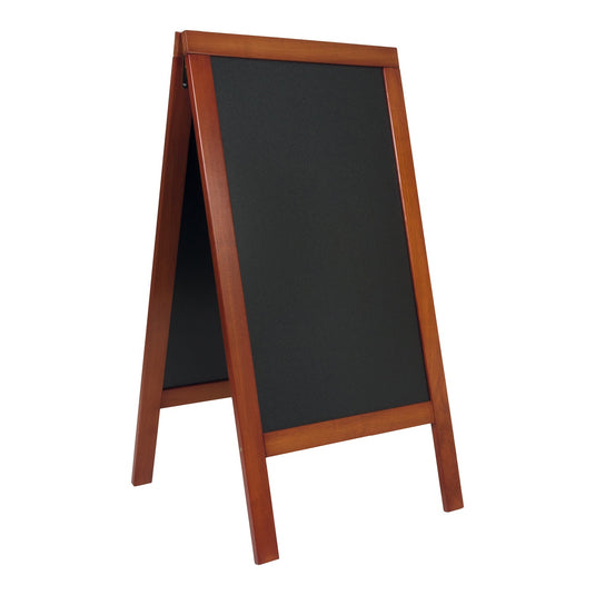 Securit Lit Pavement Sign Set - Deluxe Large Rubberwood Pavement Board in Mahogany 135 cm - Board + LED Lamp + Wind Stopper + Markers