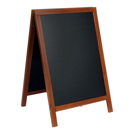 Securit Chalkboard Set - Deluxe Small Rubberwood Pavement Board in Mahogany 85 cm - Board + Waterproof Markers + Cleaner