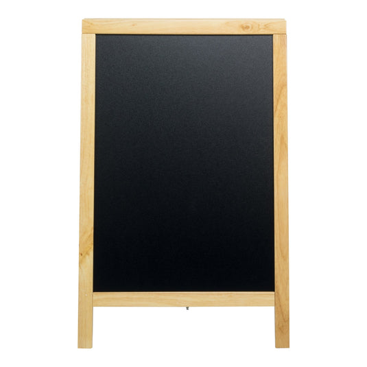 Securit Chalkboard Set - Deluxe Small Rubberwood Pavement Board in Beech 85 cm - Board + Waterproof Markers + Cleaner