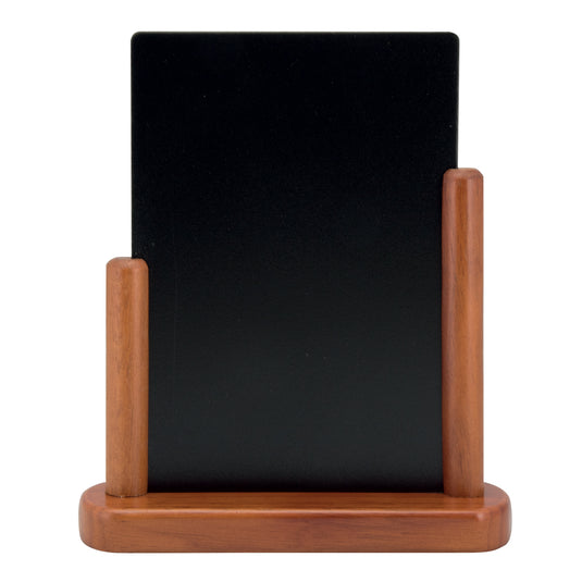 Set of six Securit mahogany table chalkboards with elegant design, measuring 23.5x20x6cm, ideal for display and signage.